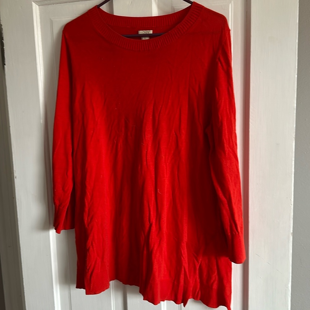 Jcrew lightweight tunic style red sweater